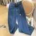 Women's Clothing Autumn New Blue Design Niche Jeans Women's High Waist Slim All Match Straight Wide Leg Pants_ecoleips.com