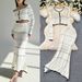 Women's Clothing Temperament Contrast Color Round Neck Short Knitted Cardigan Fishtail Skirt Hollow Hook Flower Knitted Two Piece Set_ecoleips.com