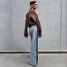 Off-Shoulder High Neck Sweater – Oversized Knit Top With Slouchy Drop Shoulder & Openwork Details (S-L, Brown)_ecoleips.com