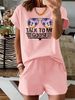 Women’s 2 Piece Outfit Set – Oversized Graphic T-Shirt And Biker Shorts Matching Set, Casual Summer Lounge Tracksuit For Daily Wear-355_ecoleips.com