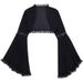 JY23017 Women's Dark Sexy Lace Trim Bell Sleeve Cover up Top European American Style Mesh Jacket Street Fashion_ecoleips.com