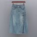 New Mid-Length Slimming Side Slit Denim 2025 Summer Thin High-Waisted Half Skirt_ecoleips.com