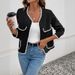 Chic Oversized V-Neck Checkered Blazer – Soft Polyester Blend, Casual & Elegant For Fall/Winter Layering_ecoleips.com