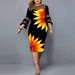 Plus Size Mesh Patchwork Dress – Digital Print Streetwear Maxi Dress With 3/4 Sleeves – Curve-Embracing Fit For Bold Women (6 Vibrant Colors)_ecoleips.com