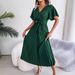 Ins Hot-Selling Real Shot European And American Spring Summer Elegant Cross V-Neck Flared Pleated Long Skirt_ecoleips.com