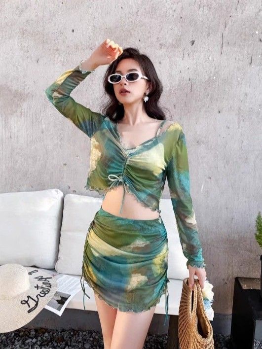 plus Size Tie Dye Swimsuit Set Wholesale 2026 New Style High End Two Piece Women's Beach Vacation Figure Flattering Hot Spring_ecoleips.com