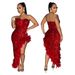 hot-selling new sexy tube top high slit sequined solid color dress_ecoleips.com