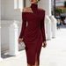 2026 European And American Cross-border Independent Site Elegant Casual Knitted Hollow-out Dress With Slit_ecoleips.com