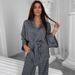 European And American Autumn New Style Silk Printed Loose Tie Sleepwear Two-Piece Set Women's Loungewear_ecoleips.com
