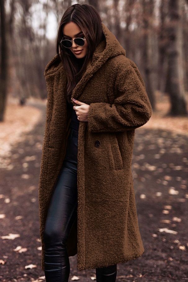 Women's Long Wool Coat With Hood - Oversized Street Style Casual Trench Coat (12 Colors) - Cross-Border Ready_ecoleips.com
