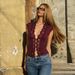 Women's Sleeveless Lace Vest Tank Top Hollow out Button Waist Fashion Base Layer Spring Summer 2026 French Style_ecoleips.com