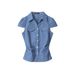 HeyHenry Women's Slim Fit Plaid Shirt Short Sleeved Flattering Summer Look Slimming Sexy Style_ecoleips.com