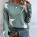 Women's Clothing Loose Round Neck Star Pattern Pullover Knitted Long Sleeved Sweater_ecoleips.com
