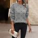 Elegant Round Neck Long Sleeve Sweater For Women – Polka Dot Jacquard Knit Pullover, Loose Fit Casual Comfort, Versatile Fall & Winter_ecoleips.com