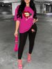 Women's Casual Fashion Lip Print Letter Pattern Print Loose T-shirt+cropped Pants Two-piece Home Sportswear Daily Wear-414_ecoleips.com