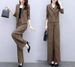 Women's Stylish Plaid Wide Leg Pants Set Korean Style Two Piece Early Autumn Commute Elegant Fashion_ecoleips.com