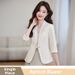 Women's Petite-Friendly Cropped Blazer Casual Suit Jacket 3/4 Sleeve Soft Polyester Viscose Blend Office-To-Weekend Spring Summer_ecoleips.com