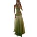 Summer Fashion Halter Neck Strap Skirt Set For Women Elegant Gradient Loose Fit Dance Dress_ecoleips.com
