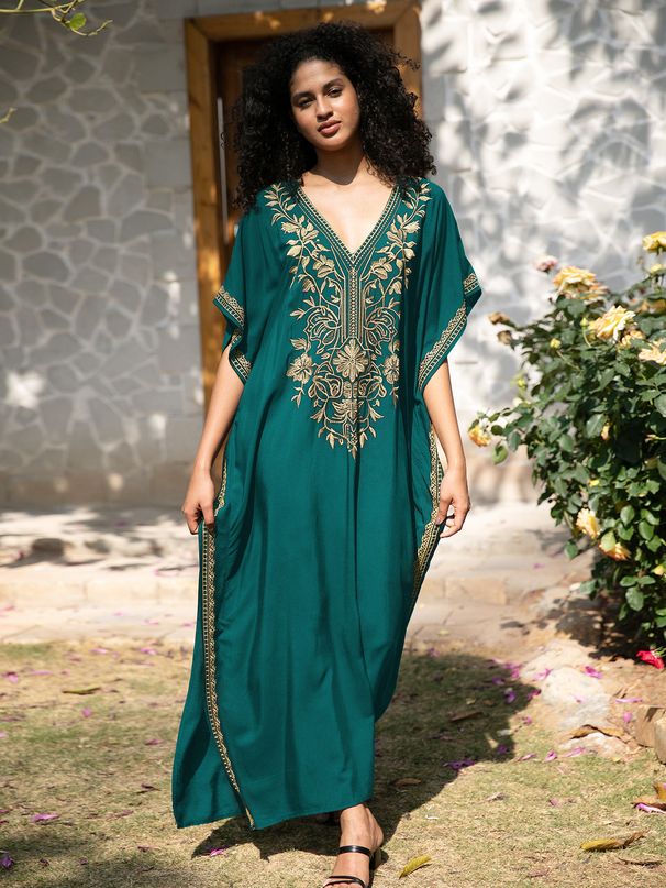 European American Style Cotton Gold Thread Embroidered Beach Sun Protection Shirt Loose Vacation Bikini Cover up Women's Clothing Swimwear 5 Colors_ecoleips.com
