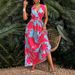 Vintage Color Contrast Sleeveless V-neck Dress, Unique Print Interpretation Elegant Style_ecoleips.com