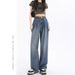 Guangzhou Supply American-style Wide-leg Jeans For Women, Spring/summer High-waisted, Loose, Slimming, Pleated, Casual,_ecoleips.com