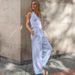 Women's Clothing Summer New Blue Cotton And Linen Sleeveless Vest Vest Trousers Suit_ecoleips.com
