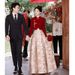Bride's Toast 2026 Red New Chinese Style Wedding Engagement Dress Women's Sleeve Long Cheongsam Gown_ecoleips.com