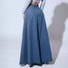 K Single-row Button-up Denim Skirt For Women, Trendy A-line Maxi Skirt_ecoleips.com