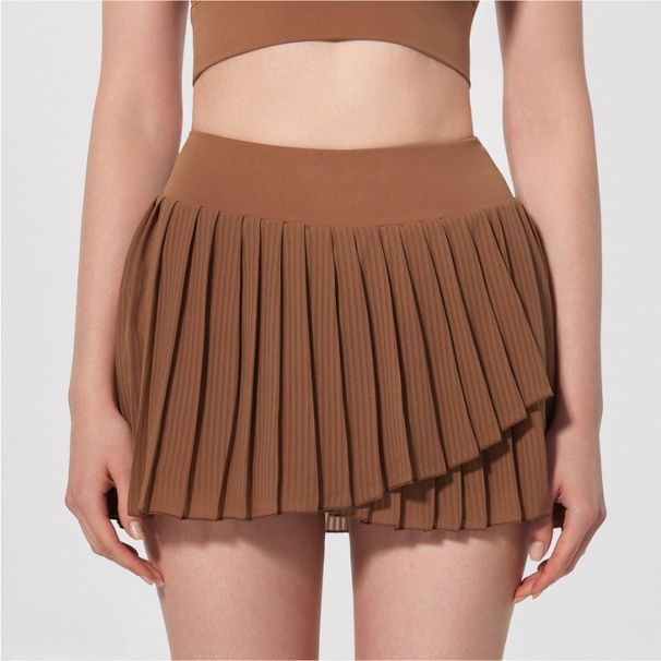 K Yoga Short Skirt, Sports Running Pleated Skirt, Fake Two-piece Anti Glare, Lined Golf Tennis Skirt_ecoleips.com