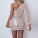 Women's clothing One Shoulder Sequined Skirt Sexy Evening Dress Dress_ecoleips.com