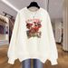 Women's Korean Style Pullover Long Sleeved Sweatshirt Fleece Lined Thickened Top Spring Autumn Pure Cotton Hong Kong Style_ecoleips.com