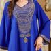 Women's Loose Long Sleeve Embroidered Dress Solid Color plus Size Robe 4330 Cross Border Hot Selling Muslim Fashion_ecoleips.com