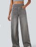 Women's Clothing Vintage Washed Side Stripe Jeans For Women - High Street Design, Relaxed Fit, Two-Stripe Detail, Wide-Leg Drag Pants_ecoleips.com