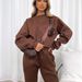 Women's Clothing Crew Neck Pullover Trousers Fashion Casual Long Sleeved Solid Color Long-Sleeve Hoodie & Pants Set – Casual Fall/Winter Outfit_ecoleips.com