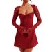 Women's Long Sleeved Dress Autumn Winter Sexy Lace Backless Lace-Up European American Style_ecoleips.com