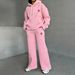 Women's Premium Fleece Tracksuit - Oversized Hoodie & Wide-Leg Sweatpants With Subtle Print Accents_ecoleips.com