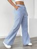 Striped Trousers For Women Casual Street Style Loose Wide Leg Mid Waist Full Length Polyester Spring/Summer Fashion_ecoleips.com