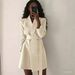 Chic Retro Belted Casual Suit Jacket Small Tailored Blazer Top In Black Polyester Long Sleeve Regular Fit_ecoleips.com