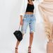 Women'sClothing High Elastic Small Feet Pants Mid Waist Quarter Pants Perforated Jeans_ecoleips.com