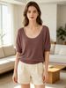 Loose Soft Breathable Half Sleeve Knit Top_ecoleips.com