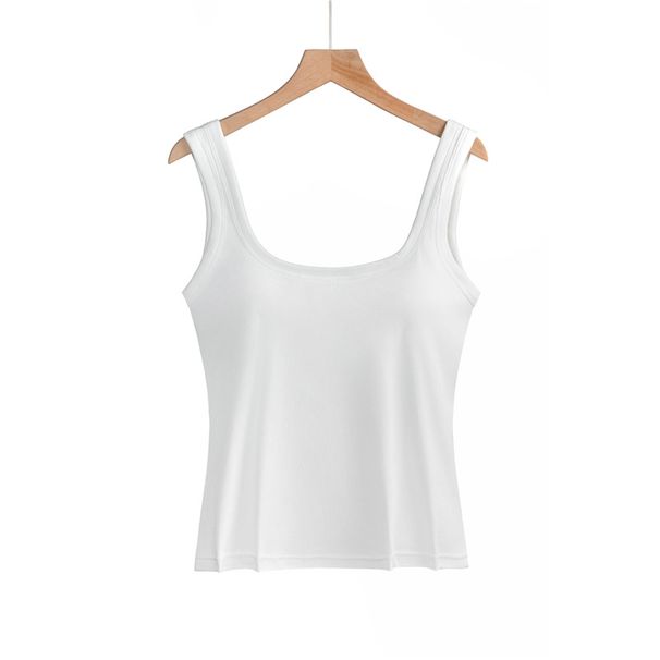 Foreign Trade Cross-border European And American Style Women's Wide-shoulder Square-neck With Fixed Cups, Solid Color,_ecoleips.com