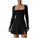 Cross-Border 2023 New One-Shoulder Long-Sleeve Slit Dress_ecoleips.com