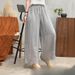 Suitable For All Seasons Loose Embroidered Double-Layer Ramie Wide-Leg For Women 2025 Summer New Elegant Solid Color Linen Versatile Straight-Leg_ecoleips.com