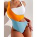 Women's Clothing Sexy Contrast Color One Piece Swimsuit Female Ins Style Conservative Bikini Hot Spring Swimming Suit_ecoleips.com