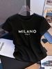 Women's Fashion Y2K Style Spring And Summer Sexy Sweet Short Sleeve T-Shirt Letter Pattern Print Short Sleeve Round Neck Top_ecoleips.com