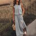 Women's Clothing Summer New Women's Round Neck Sleeveless Dress Slit Multi Color Solid Color Long Skirt_ecoleips.com