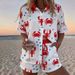 Women's Resort Style Printed Collared Shirt And Shorts Set Short Sleeve Style_ecoleips.com