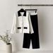 Women's Cross Border European American Style Cardigan Polo Collar Sweater Set with Loose Casual Wide Leg Pants_ecoleips.com