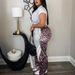 Women's Clothing Autumn Short Sleeved Trendy Street Leopard Print Color Matching High Waist Loose Trousers Suit_ecoleips.com
