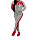 Women's Color Block Zip Up Hooded Sweatshirt Set Style Spring Autumn Fashion Two Piece Set_ecoleips.com